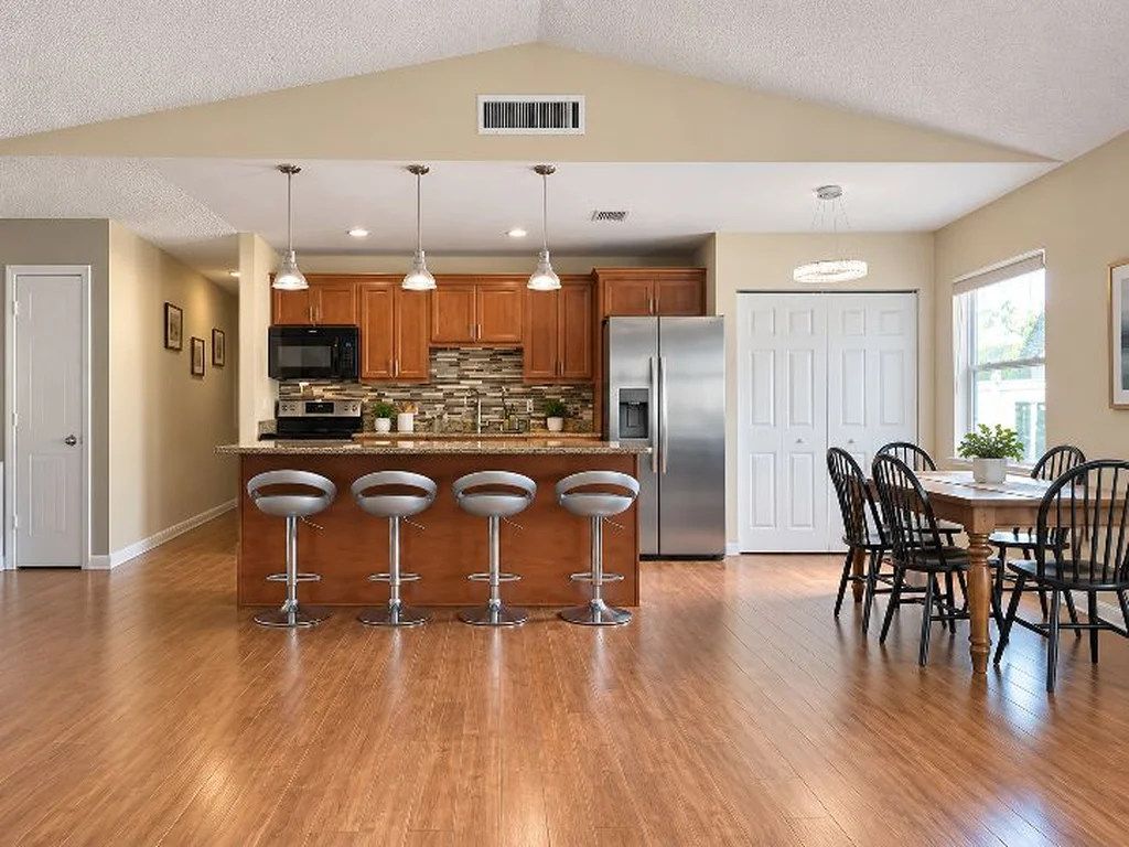 After: straightened, brightened and decluttered kitchen